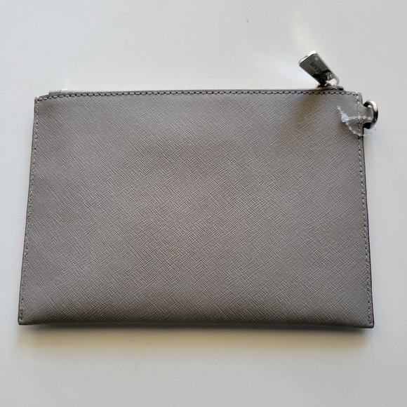 MICHAEL KORS SMALL LEATHER VINYL SILVER PEWTER JET SET CLUTCH COIN PURSE WALLET - Picture 3 of 4